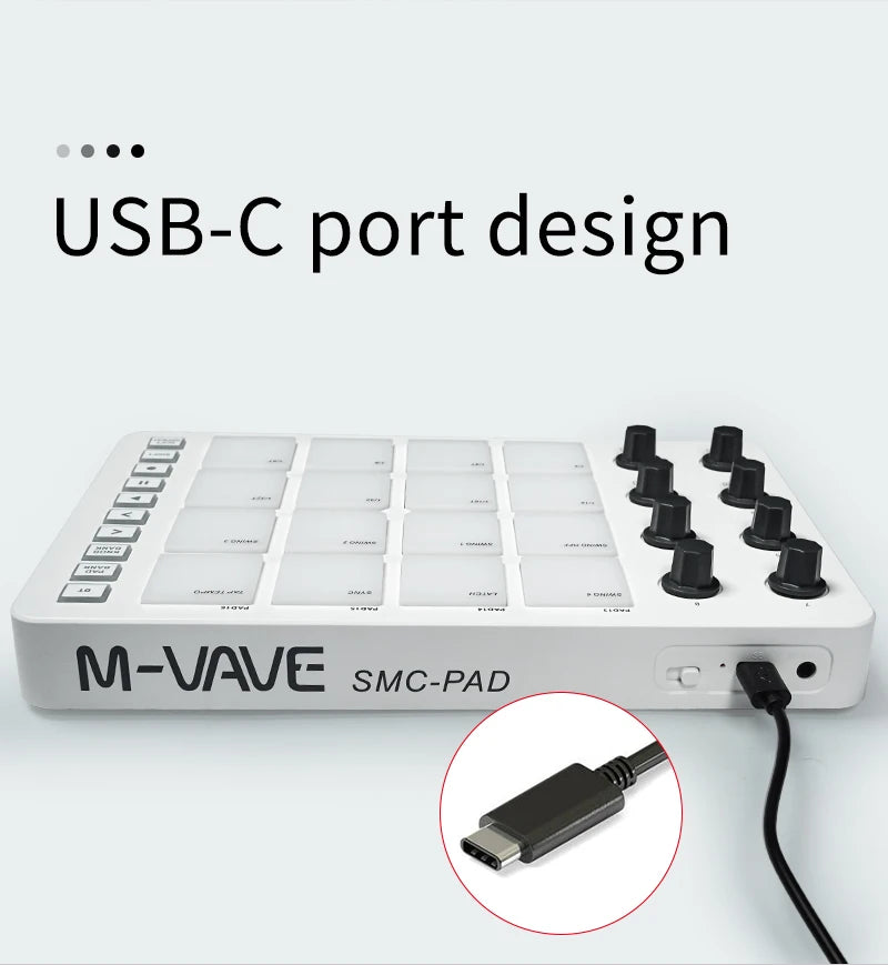 M-VAVE SMC-PAD Wireless MIDI Controller Suitable Percussion Keyboard USB-C Interface Portable Design Small MIDI Pad