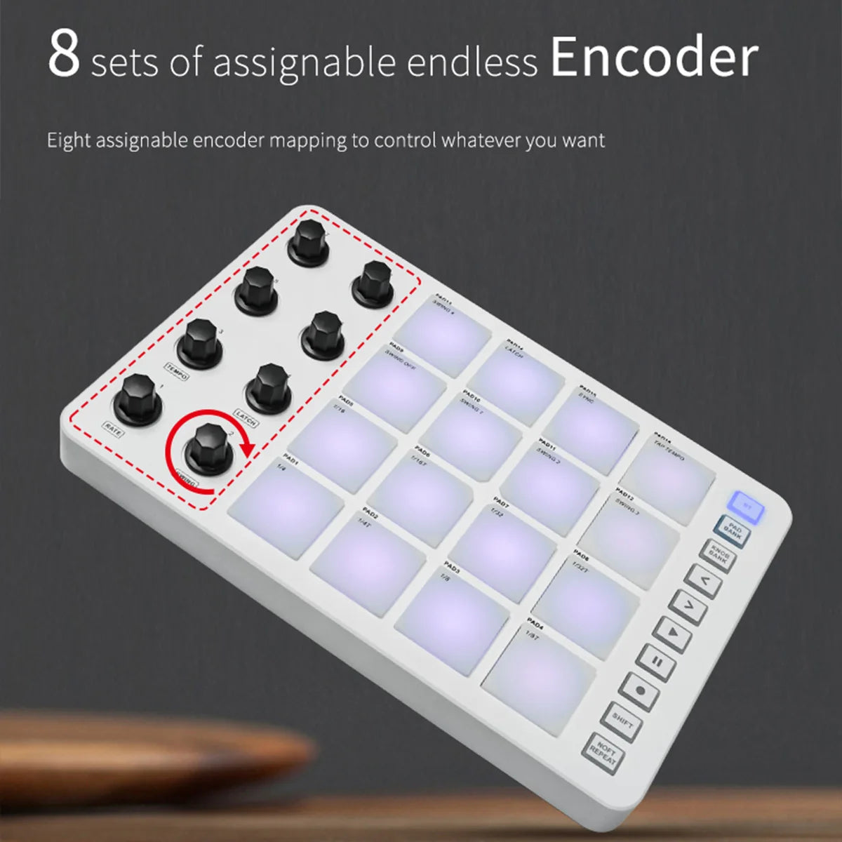 M-VAVE SMC-PAD Wireless MIDI Controller Suitable Percussion Keyboard USB-C Interface Portable Design Small MIDI Pad
