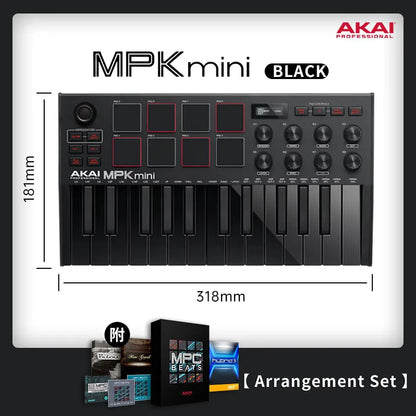 akai professional mpk mini play mk3 plus midi keyboard piano arranger music controller