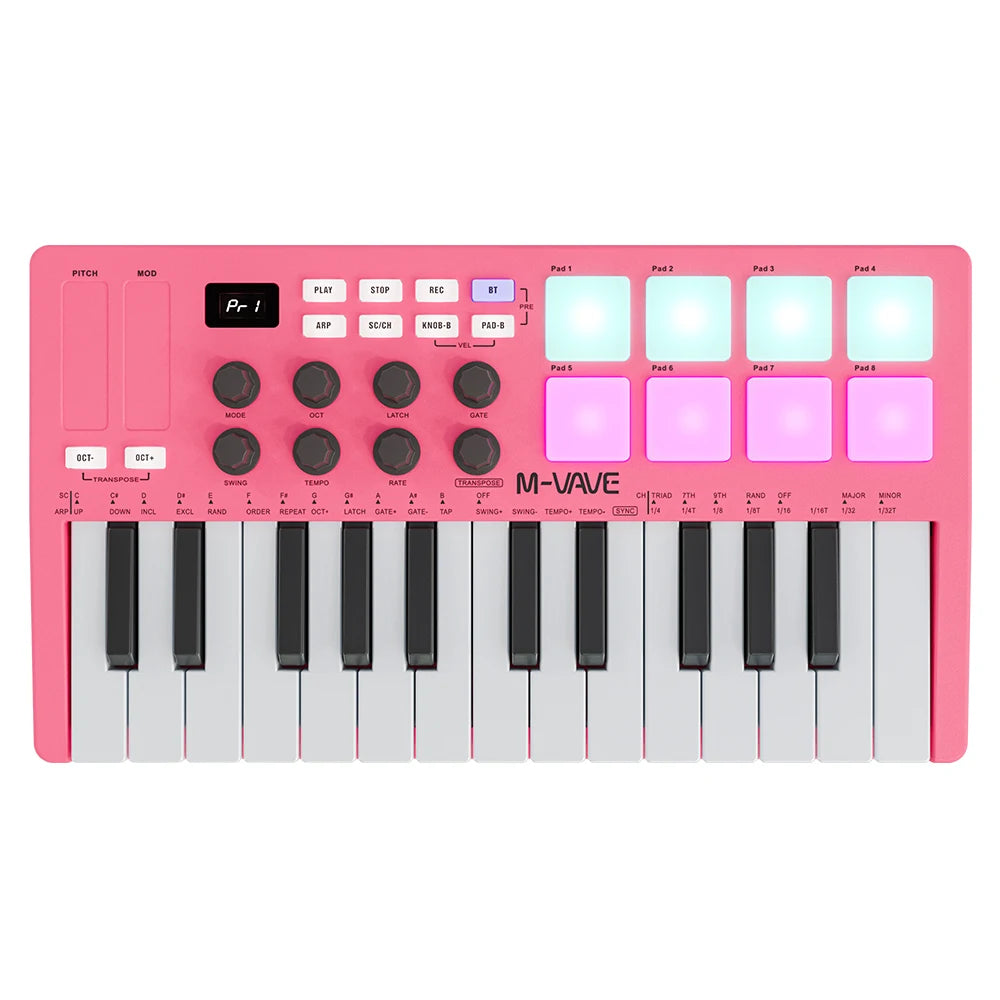 SMK 25 MIDI Keyboard Controller With 8 RGB Drum Pads Control Console With Software Included Chord Performance Controller Pad