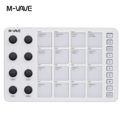 M-VAVE SMC-PAD Launch Pad USB-C Interface Portable Design Small Wireless MIDI Controller Suitable Percussion Keyboard