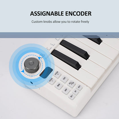 M-VAVE SMK-25mini MIDI Keyboard 25-Key MIDI Control Rechargeable USB Keyboard MIDI Controller with 25 Velocity Sensitive Keys