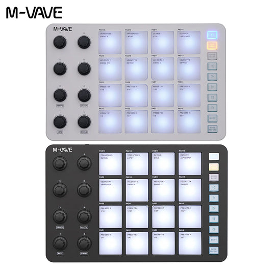 M-VAVE SMC-PAD Launch Pad USB-C Interface Portable Design Small Wireless MIDI Controller Suitable Percussion Keyboard